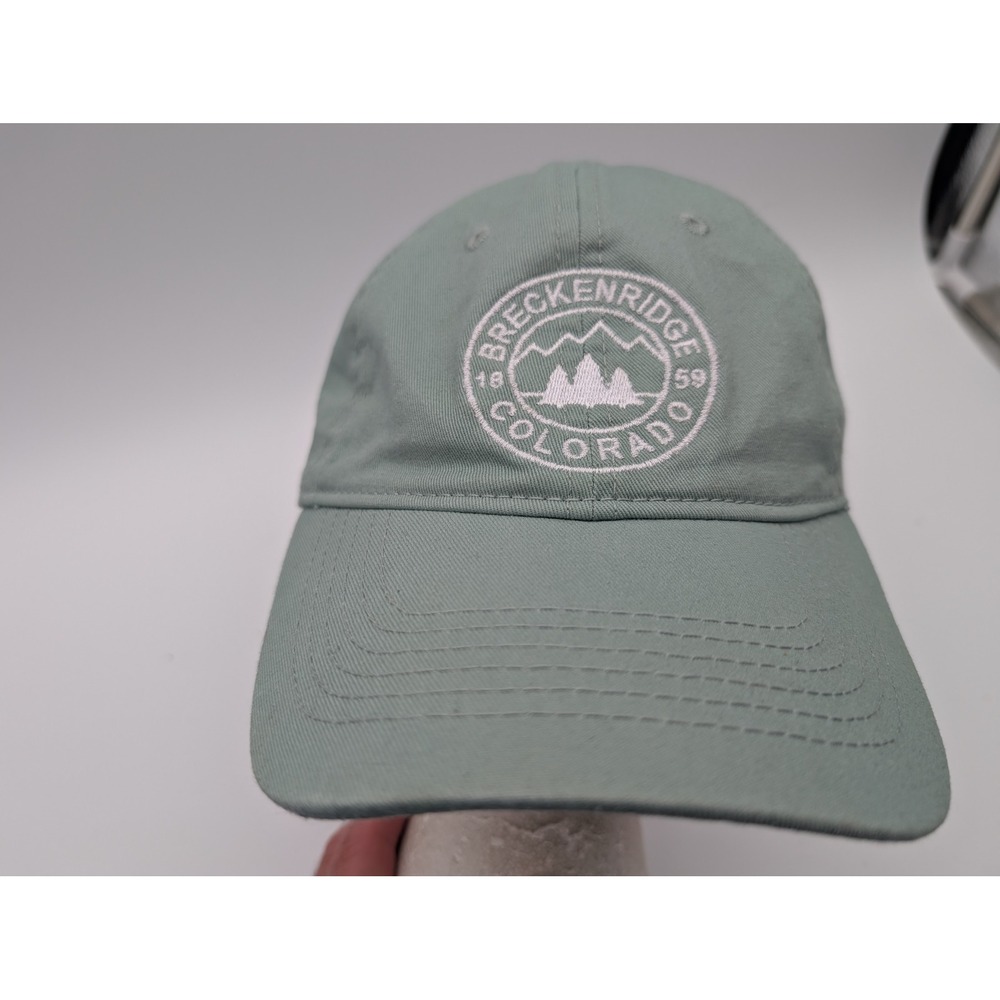 Breckenridge Colorado Sage Green Mountain Graphic Baseball Cap Hat Adjustable